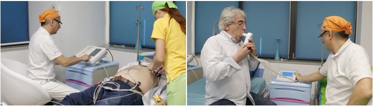 Investigații preanestezice în clinică: electrocardiogramă la pat și spirometrie efectuată unui pacient